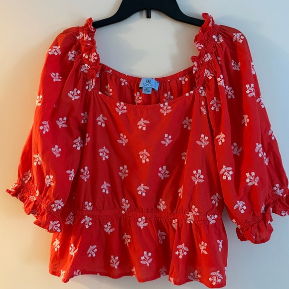 CeCe Tops - 3 for $25! CeCe Women’s Red Floral Embroidered Bohemian Peasant Top, size XL